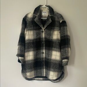 Old Navy Black and White Plaid Pea Coat